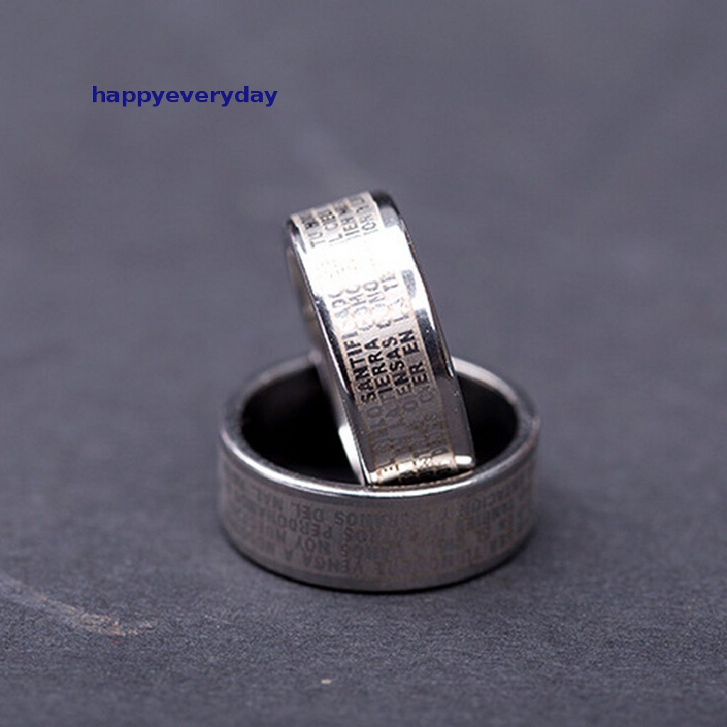 [happy] 1pcs Cincin Silang Teks Alkitab Perhiasan Titanium steel Rings Untuk Wanita Pria [ID]