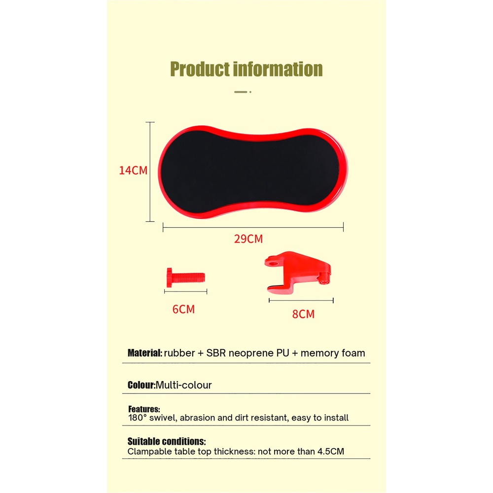 Armrest Pad Desk Computer Table Support Mouse Arm Wrist Rest Desktop Extension Tangan Bahu Melindungi Papan Yang Dapat Dipasang Mousepad