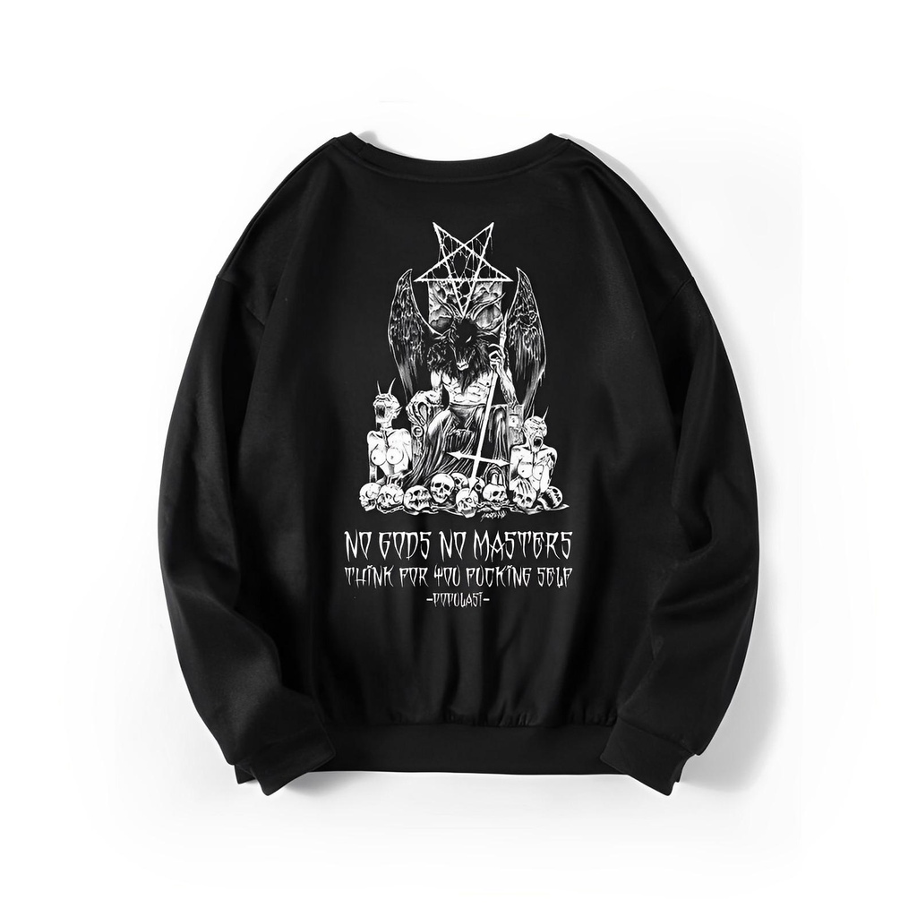 Cavenza Crewneck Motif Satanic No masters No gods