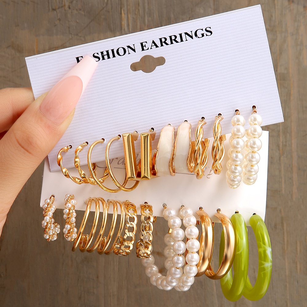 Set Anting Hoop Mutiara Retro Hati Butterfly Anting Emas Perak Untuk Aksesoris Perhiasan Wanita