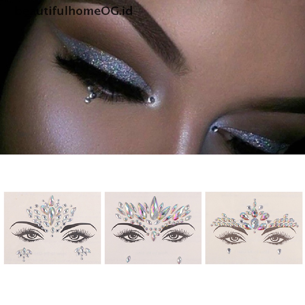 // Kecantikan// Glitter Tato Stiker Pesta Festival Perekat Wajah Permata Tubuh Berlian Imitasi Permata **