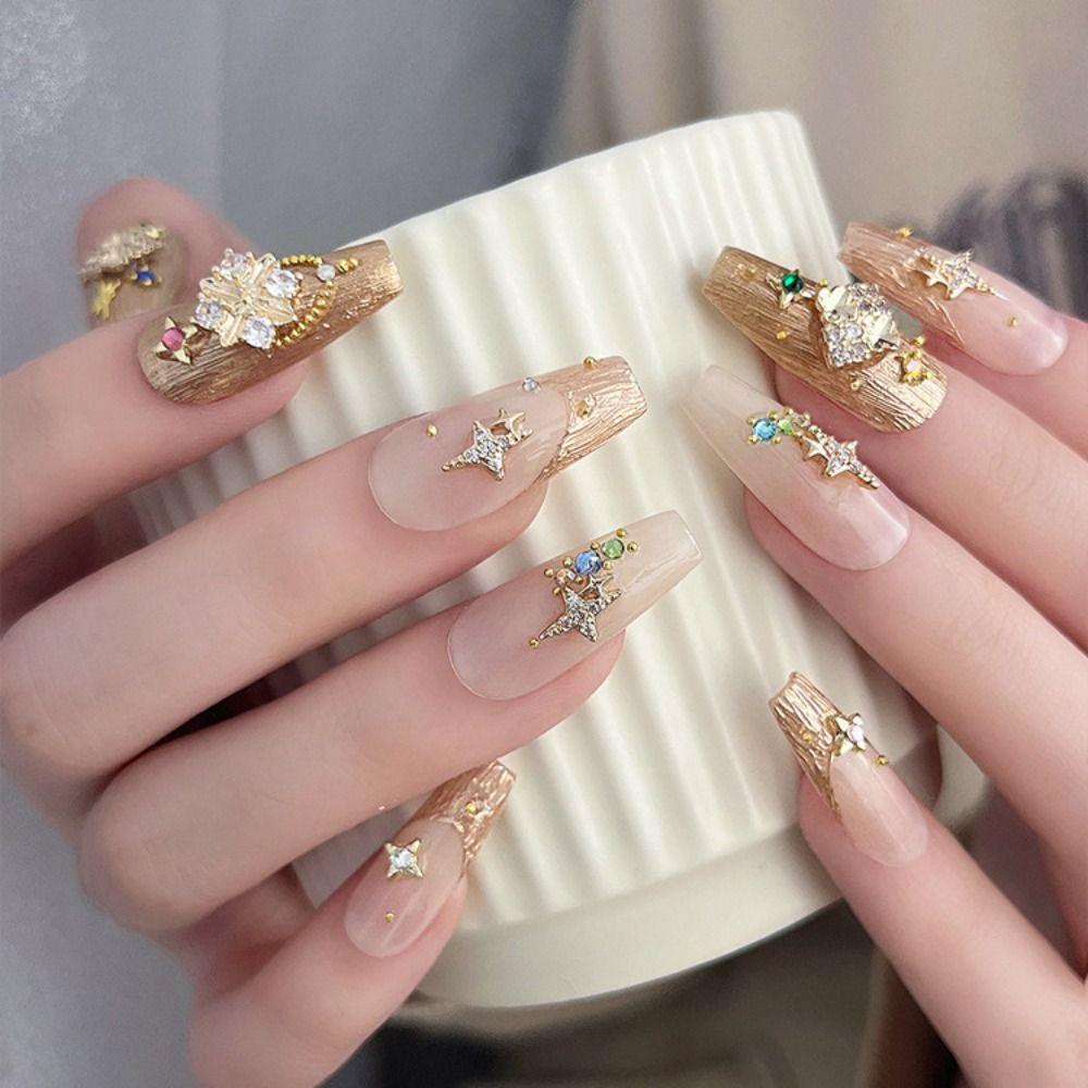 Augustina Dekorasi Nail Art Semanggi Empat Daun Dilubangi Cross Gaya Perancis Retro Elemen Cantik Alloy Aksesoris Kuku