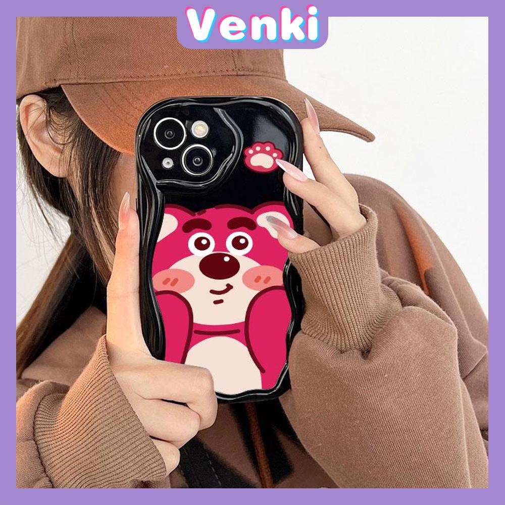 Case for iPhone 11 Pro Max TPU Soft Glossy Curved Wave Case Cute Cartoon Bear Camera Protection Shockproof For iPhone 14 13 12 11 Plus Pro Max 7 Plus X XR