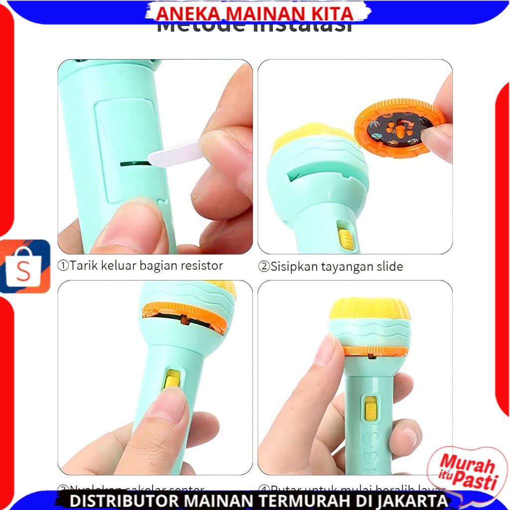 ( BISA COD ) 4 SLIDE 32 GAMBAR Mainan Anak Senter Proyektor Flashlight SNI / Mainan Projector Gambar / Mainan Edukasi Anak / Mainan Anak Laki Laki / Mainan Anak Perempuan