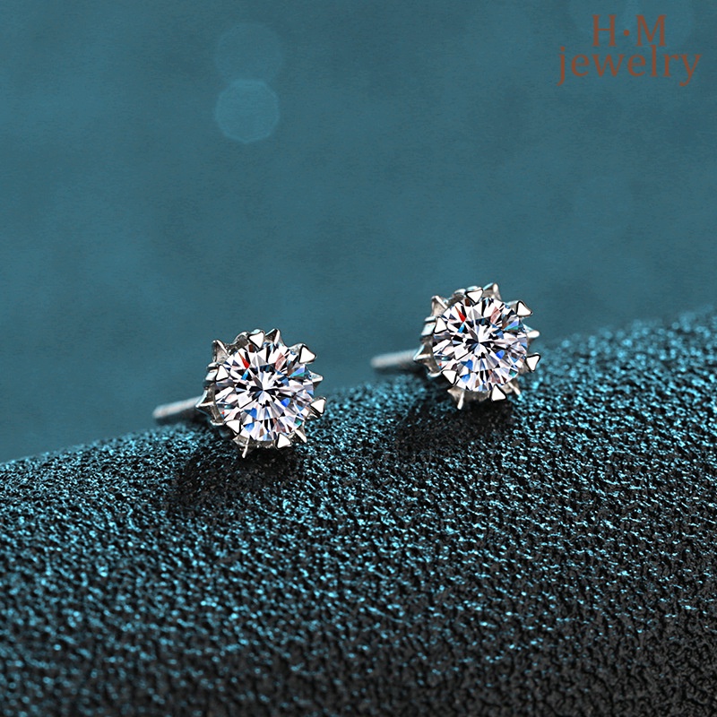 Anting Tusuk Bentuk Snowflake Moissanite