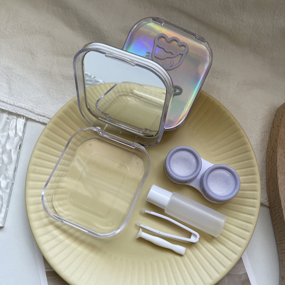 Square Ins Daisy/Tulip Pupil Care Box Kotak Penyimpanan Lensa Kontak Laser Mini Portable Dengan Cermin