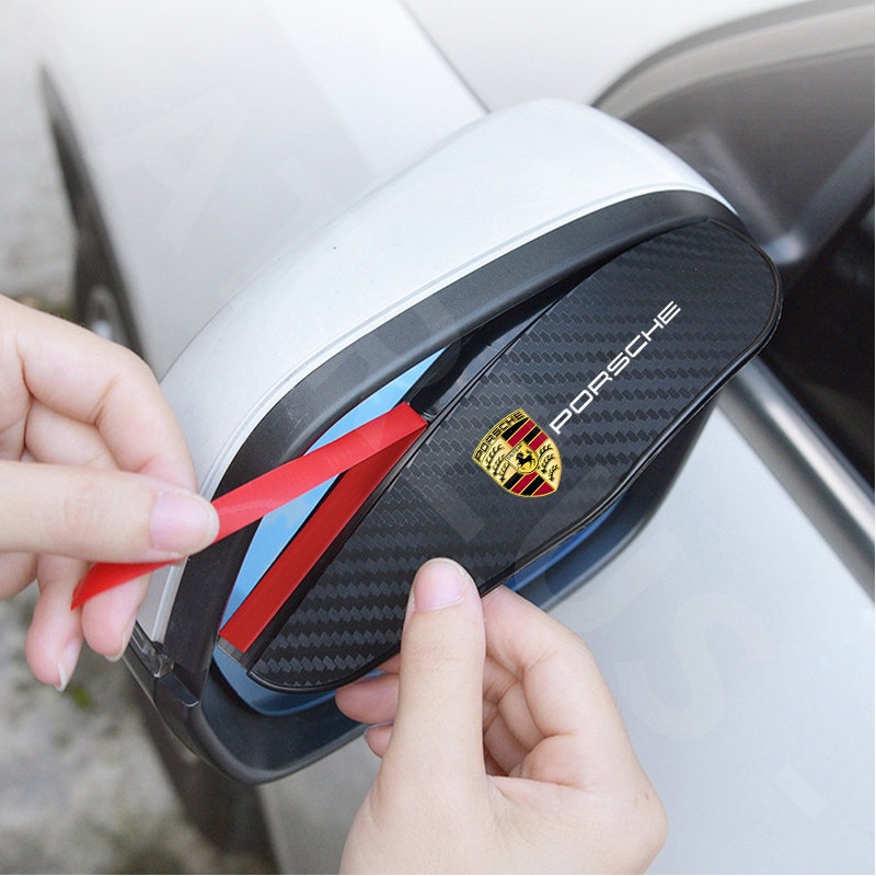 2pcs Porsche Serat Karbon Kaca Spion Mobil Alis Hujan Rainproof Cover Untuk Porsche 987cabe958 911