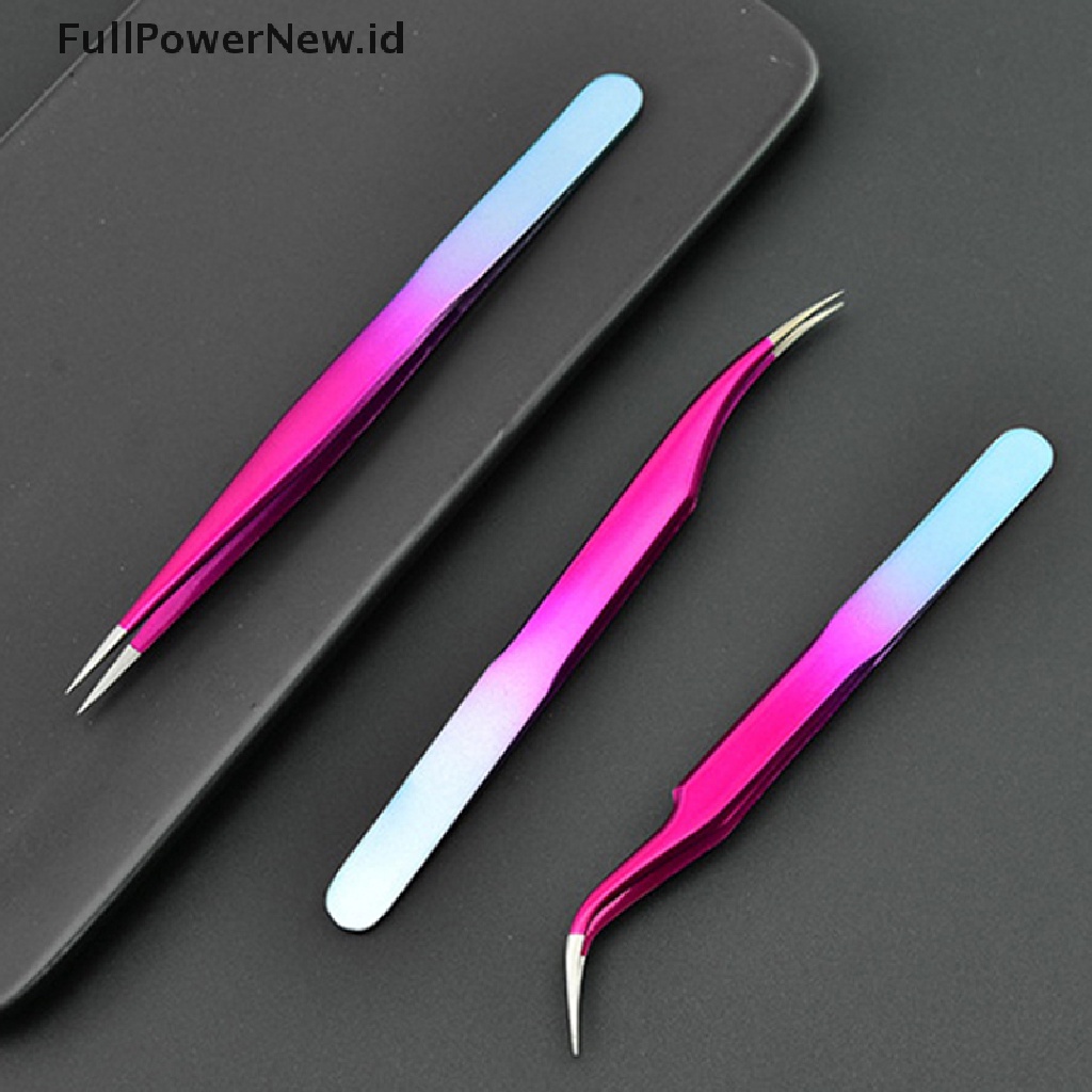 Power 1PC Pinset Ekstensi Bulu Mata Lurus &amp; Melengkung Stainless Steel Manicure Tools ID