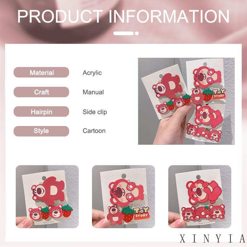 [xinyia.id11] Strawberry Bear Set Jepit Rambut Segar Manis Rambut Patah Poni Samping Klip Duckbill Clip