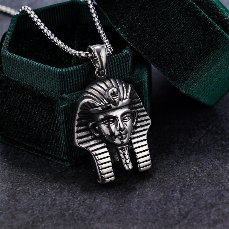 [X C Kalung] Baru Perak Piramid Wajah Ular Baja Titanium Liontin Punk Hip Hop Stainless Steel Kalung Hadiah Pesta Ulang Tahun Untuk Pria Dan Wanita