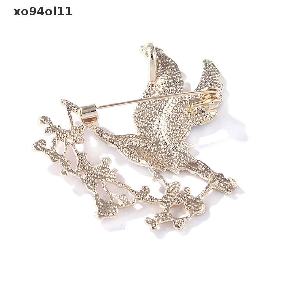 Xo Enamel Bunga Crane Bros Untuk Wanita Unisex Burung Hewan Pesta Bros Pin Hadiah OL