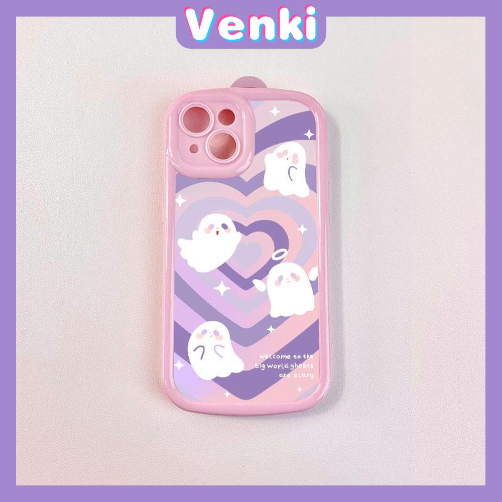 Case for iPhone 11 Soft TPU Glossy Round Edges Case Cute Cartoon Ghost and Heart Camera Protection Shockproof For iPhone 14 13 12 11 Pro Max 7 8 Plus X XR