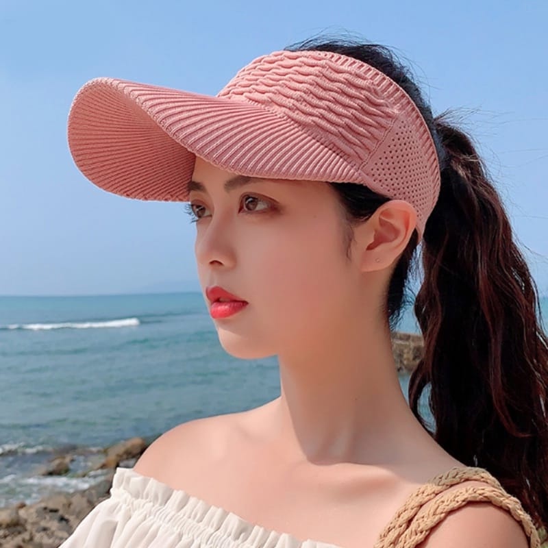 HZ Topi Senam Wanita Summer Zumba Topi Knit Visor Sport Baseball Rajut Katun Sepeda Pantai Sunshade