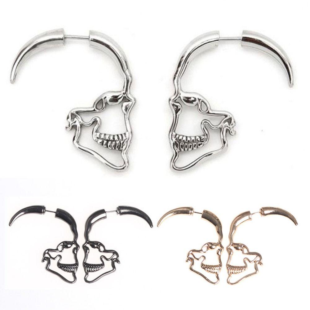 Mxbeauty Anting Tusuk Tengkorak Warna Solid Kepribadian Halloween Perhiasan Pesta Desain Fashion Temperamen Wanita Earrings