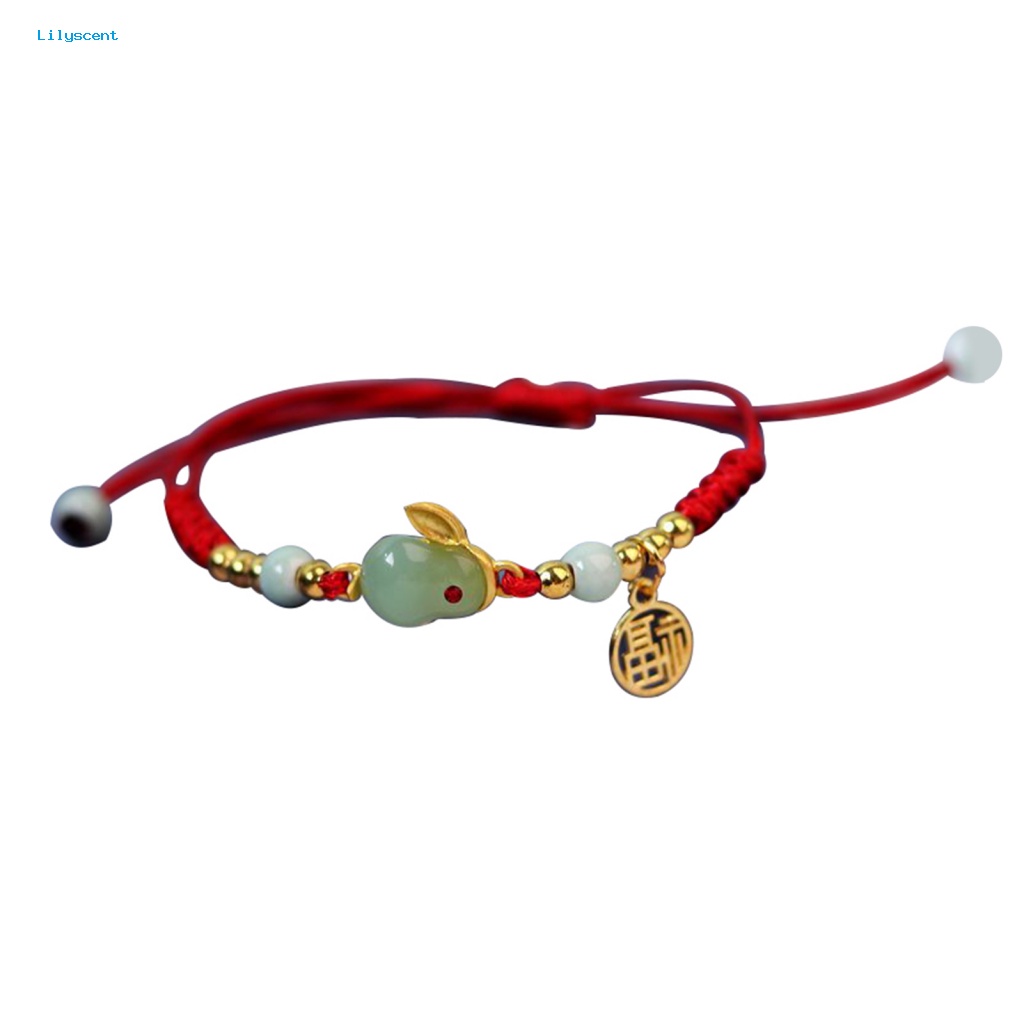 Lilyscent Hadiah Sempurna Gelang Rantai Wanita Aksesori Zodiak Cina Hewan Pesona Imitasi Giok Gelang Handmade