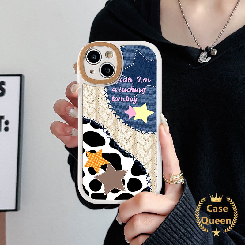 Redmi Note9 9Pro 9s 11 10Pro 10s 11Pro+10 8 11s 8Pro Mi 11 Lite 12 11T Redmi 9A 9C 10 10C A1 9 9T 10A POCO M3 F4 k40s X3 NFC Pro Denim Splicing Motif Leopard Koboi Sarung Soft Case