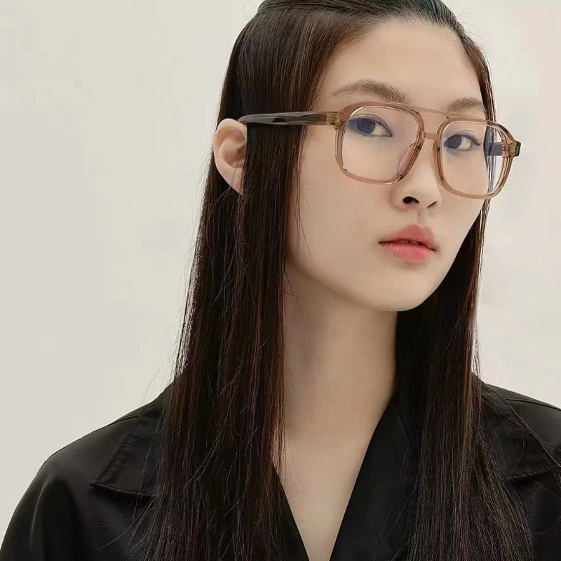 (YUZHU) Kacamata Hitam Warna Permen Desain Bergaya Baru Oversized Square Frame Double Beam Sunshade Sunglasses