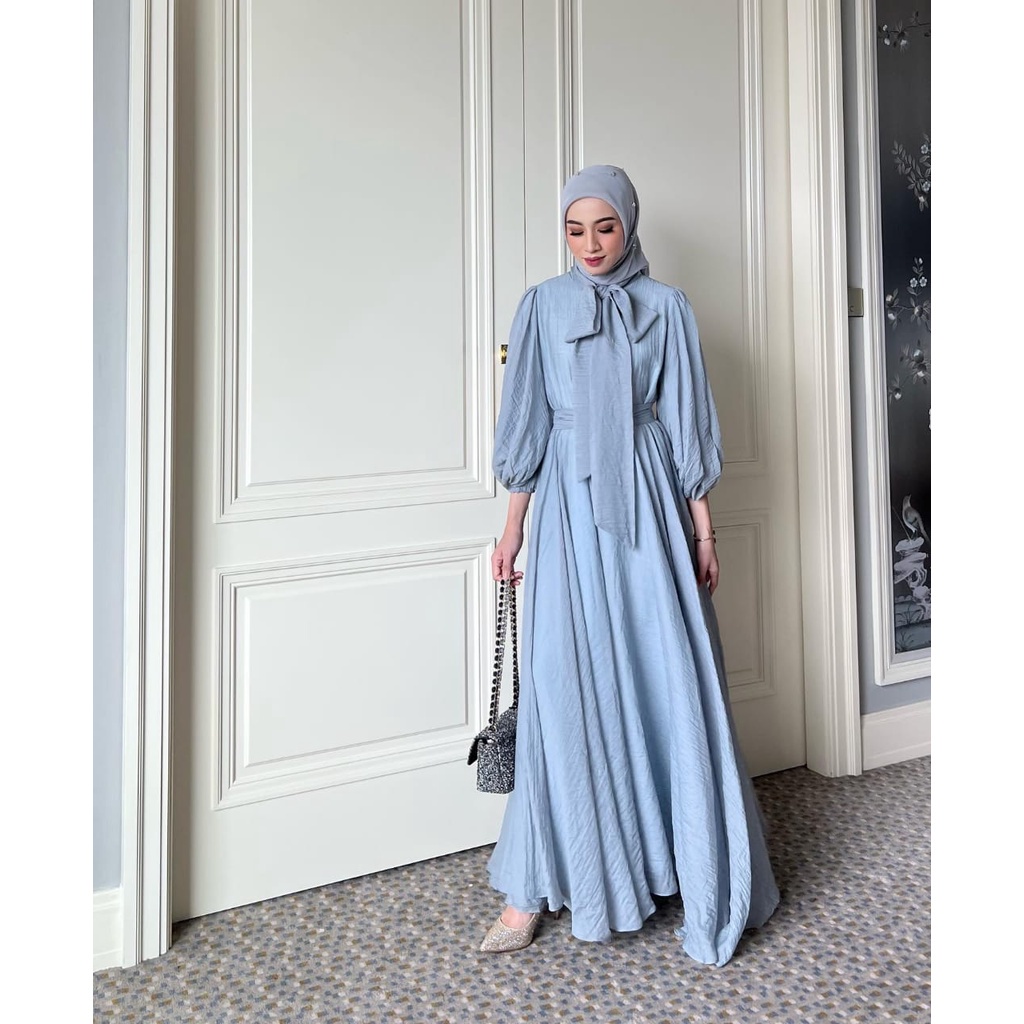 gaun pesta muslimah terbaru 2023 polos dress viral model mayung mewah dress kondangan wanita kekinia