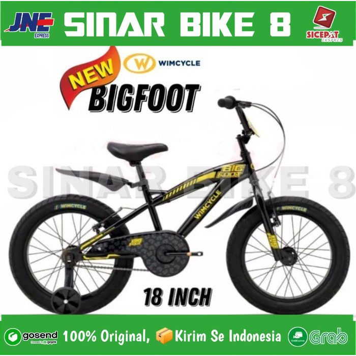 Sepeda Anak BMX WIMCYCLE BIGFOOT NEW Ukuran 18 Inch Ban Jumbo 3.0 Usia 6-8 Tahun