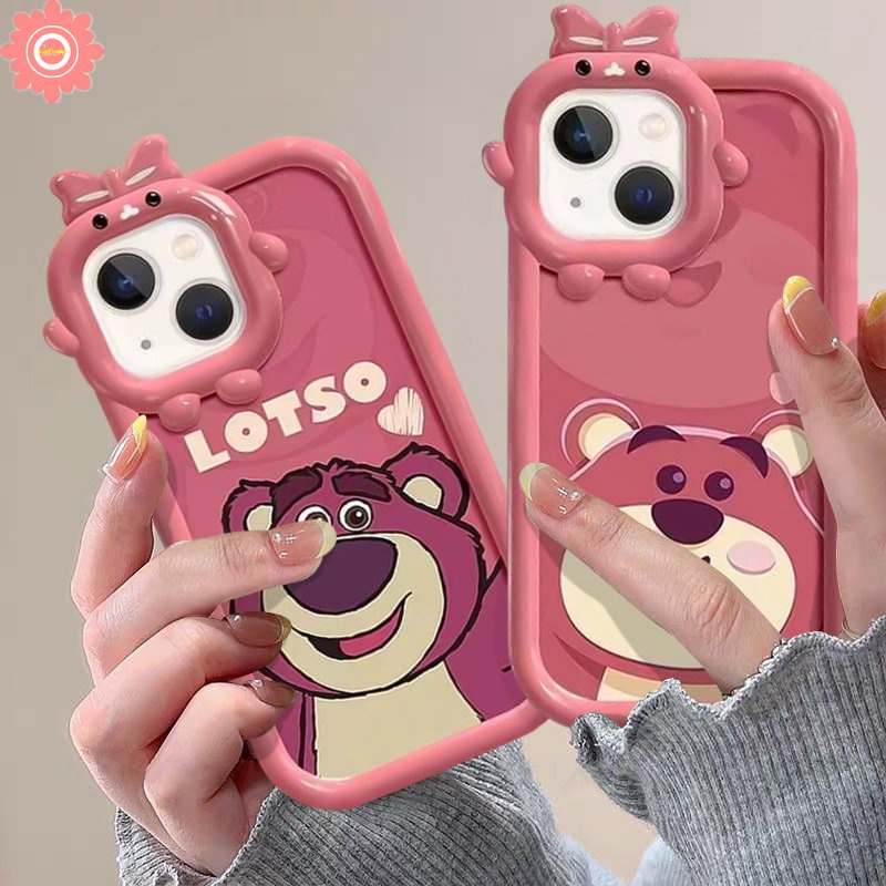 Realme C25 C31 C33 C25Y C11 C35 C12 C30 C21 C25s 9i 5 8Pro 8 9 Pro+9 C15 C20 C21Y 7i 7 5s 5i 6i C17 C3 Kartun Strawberry Bear Manyo Ikatan Simpul Lensa Monster Kecil Pasangan Soft Case