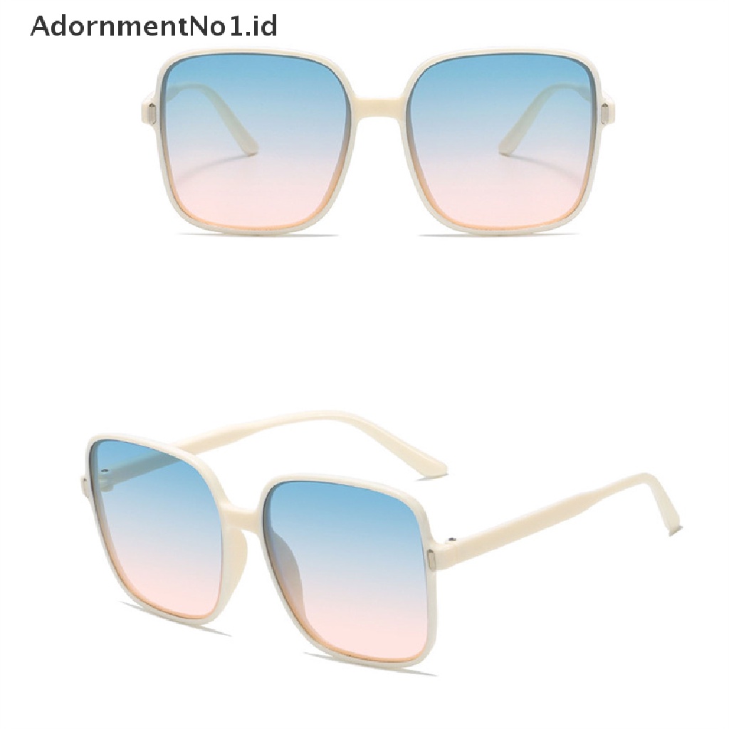 [AdornmentNo1] Padi Kuku Persegi Gradasi Warna Kacamata Hitam Wanita Trendy Anti-UV Retro Sunglasses [ID]