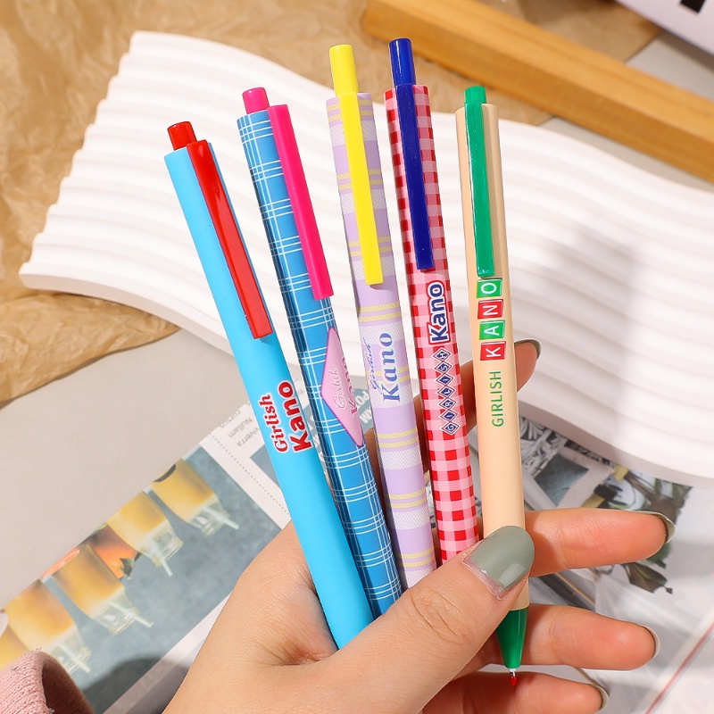 0.5 mm Tinta Hitam Gel Pena Siswa Perlengkapan Sekolah Lucu ins Press Air Pena Korea Retro Mosaik Warna Tekan Gel Pena Kartun 0.5 mm Pena Netral Tulisan Sekolah Alat Kantor