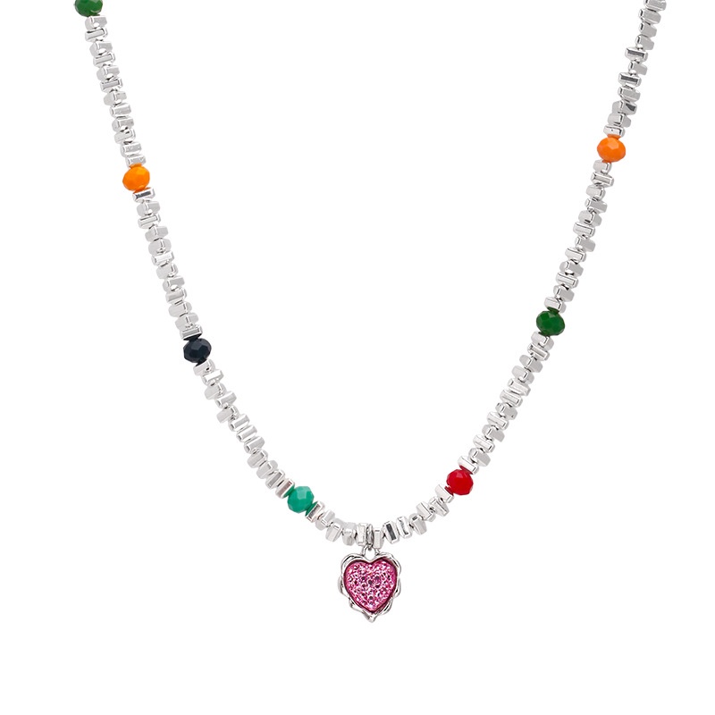 Ahellogirl Warna Cinta Liontin Klavikula Rantai Perempuan Ins Fashion Kalung