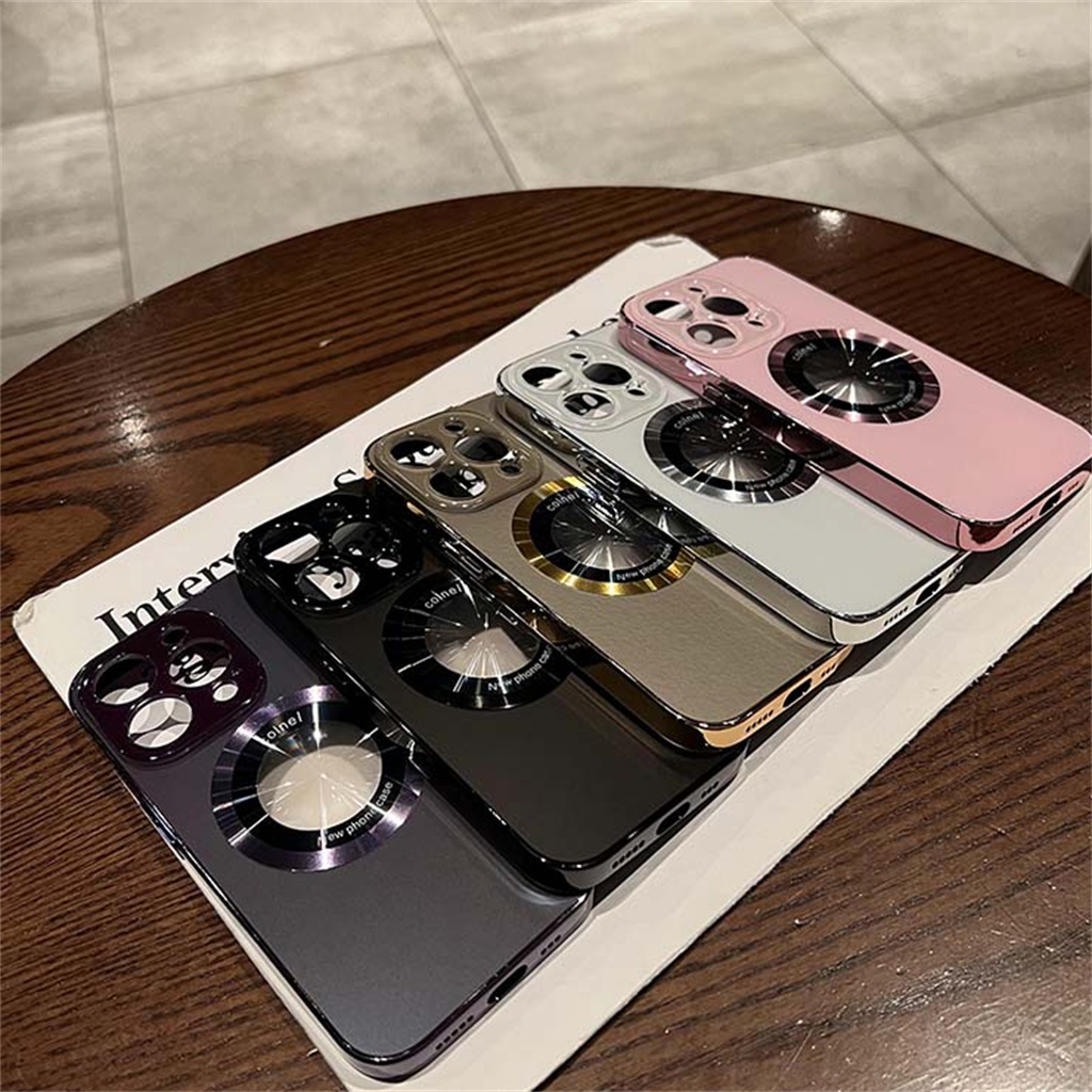 Casing Magnet Logam Mewah iPhone 14 Pro Max Case14 Plus Iphone13 12 Pro Max Casing Electroplated Camera Protection Full Cover Shockproof Hard Back Cover