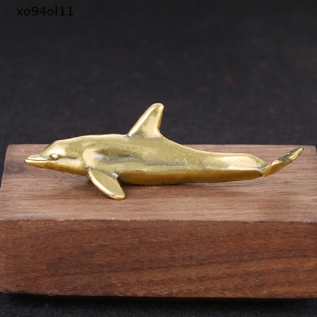 Xo Kuningan Solid Dolphin Ornamen Vintage Hewan Dekorasi Desktop Patung Miniatur Teh Pet Home Decor OL