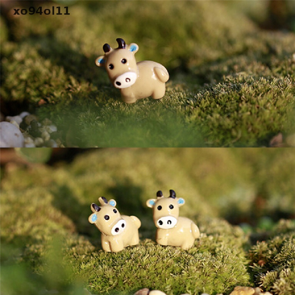 Xo 2pcs Miniatur Sapi Susu Lucu Peri Dekorasi Taman Kerajinan Taman Mainan Rumah OL