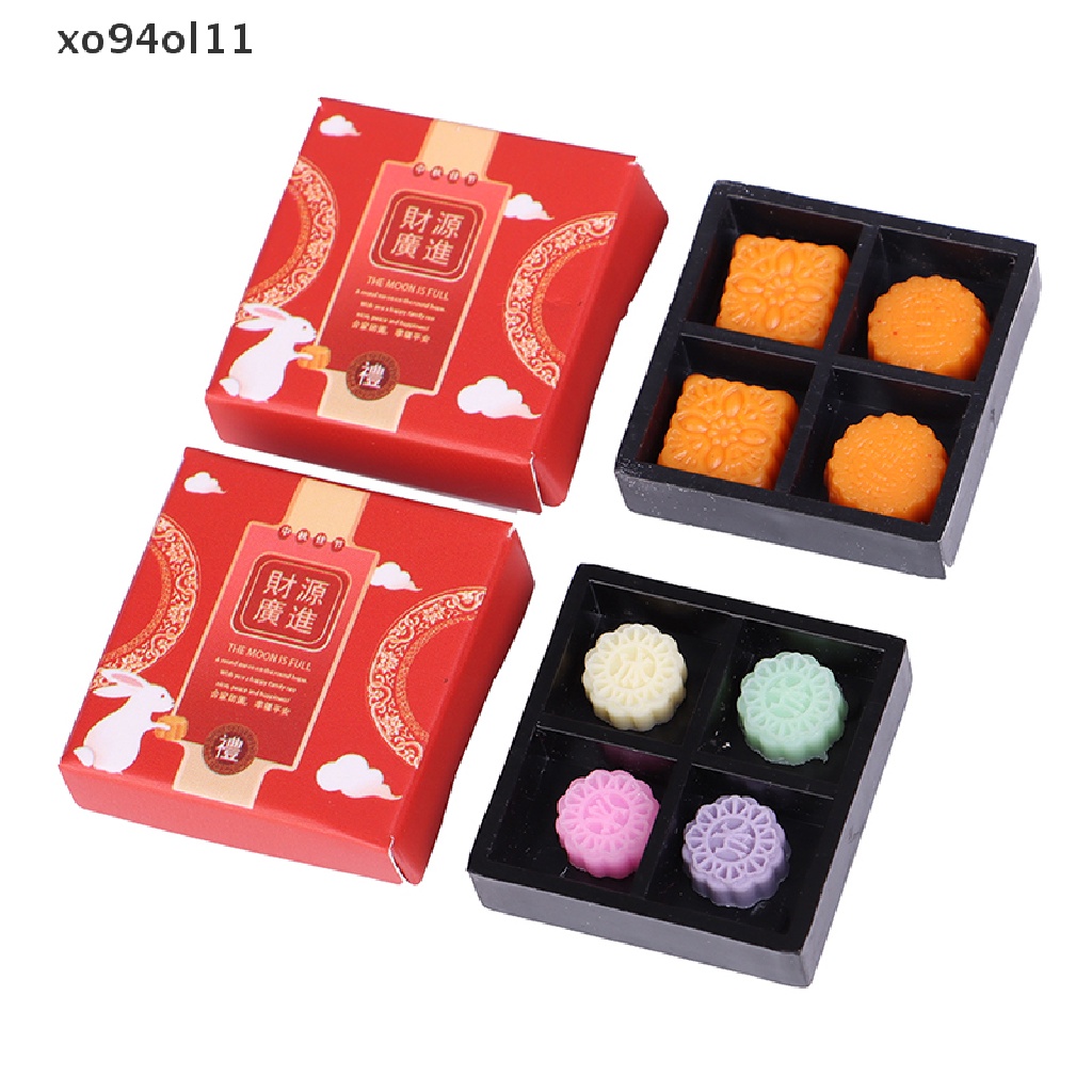 Xo 1set1 /12Rumah Boneka Miniatur Resin Kue Bulan Simulasi Makanan Model Dessert DIY OL