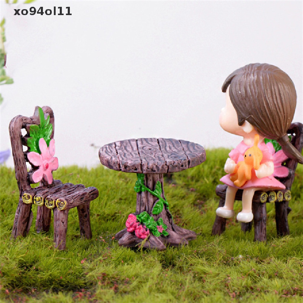 Xo Patung Miniatur Taman Meja Dan Kursi Furniture Rumah Mini Dekorasi Rumah Boneka OL