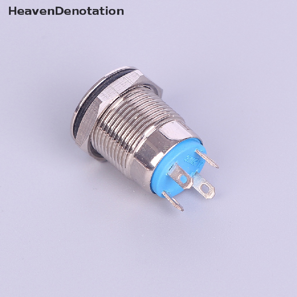 [HeavenDenotation] 12mm 12V Latching Push Button Black Metal LED Power Momentary Switch Tahan Air. Hdv