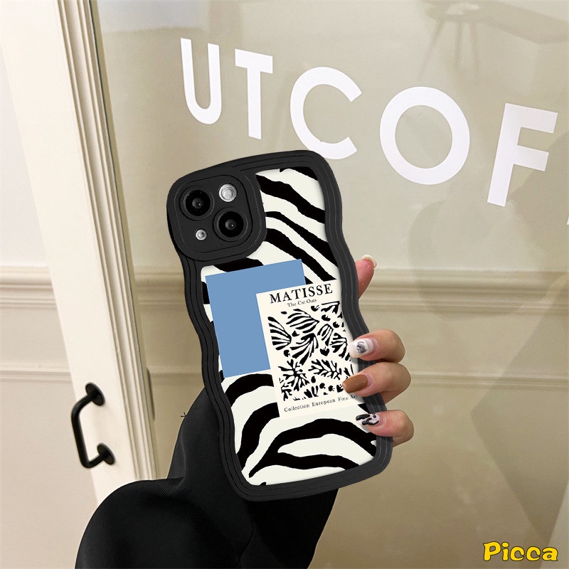 Case Realme C53 C55 C25s C25Y C15 C30 C35 C21Y C12 C25 C20 C20A C11 C3 C17 C33 10 7 5s 8i 8 6i 9Pro+ 9 8Pro 59i 7i 5i Art Irregular Stripe Zebra Pattern Lembut Bergelombang Penutup Tepi