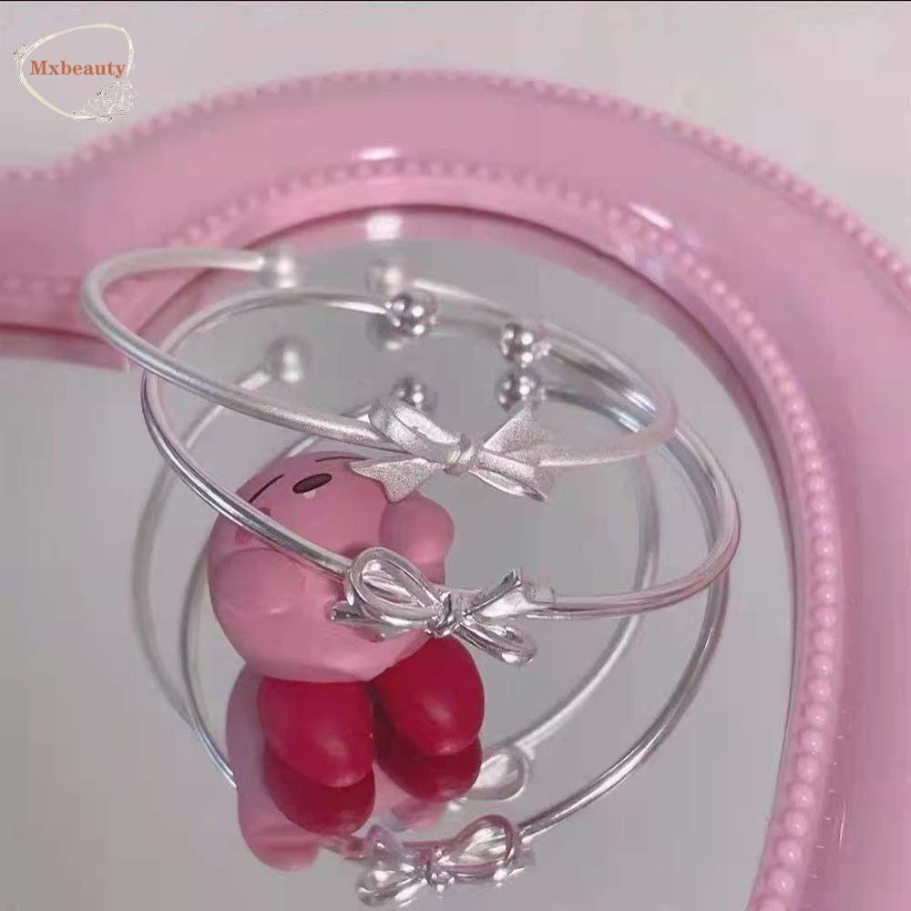 Mxbeauty Gelang Wanita Kepribadian Aksesoris Perhiasan Unik Dengan Hiasan Busur Lonceng Gelang Korea