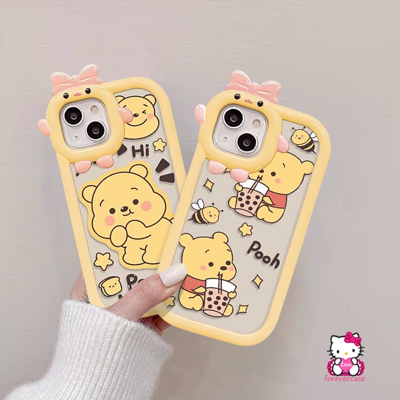 Case Lensa 3D Ikatan Simpul Little Monster Realme C31 C33 C25Y C12 C25 C11 C15 C30 C21 C20 C17 C35 C21Y C3 C25s 6i 8Pro 5 5i 9 7i 8 9i 5s 7 Pro+Kartun Winnie the Pooh Lembut Sarung