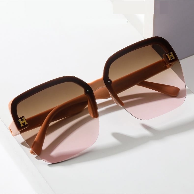 HZ Kacamata Hitam Tanpa Bingkai Bentuk Kotak Persegi Desain Mewah Untuk Pria Wanita Sunglass Import Murah