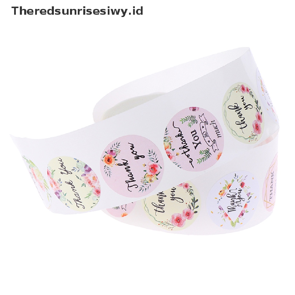 # Kado Mom &amp; PAPA DIY # 500pcs/roll round floral thank you ers Untuk Label Segel Paket~