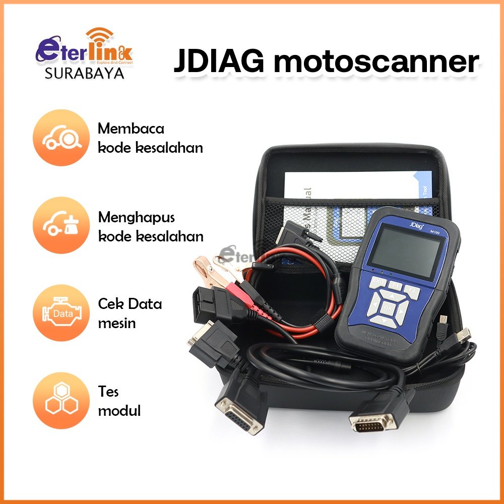 JDiag M100 Motor Diagnostic Scanner Alat [Bahasa Indonesia] Scanner OBD2 Motor Injeksi Diagnostik EC