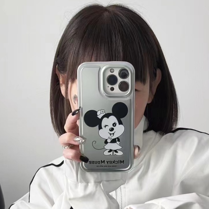 IPHONE Imd Anime Mickey Minnie Casing Ponsel Cocok Untuk Iphone14 11 12 13 Pro Max All Inclusive Electroplating Anti Jatuh Soft Casing