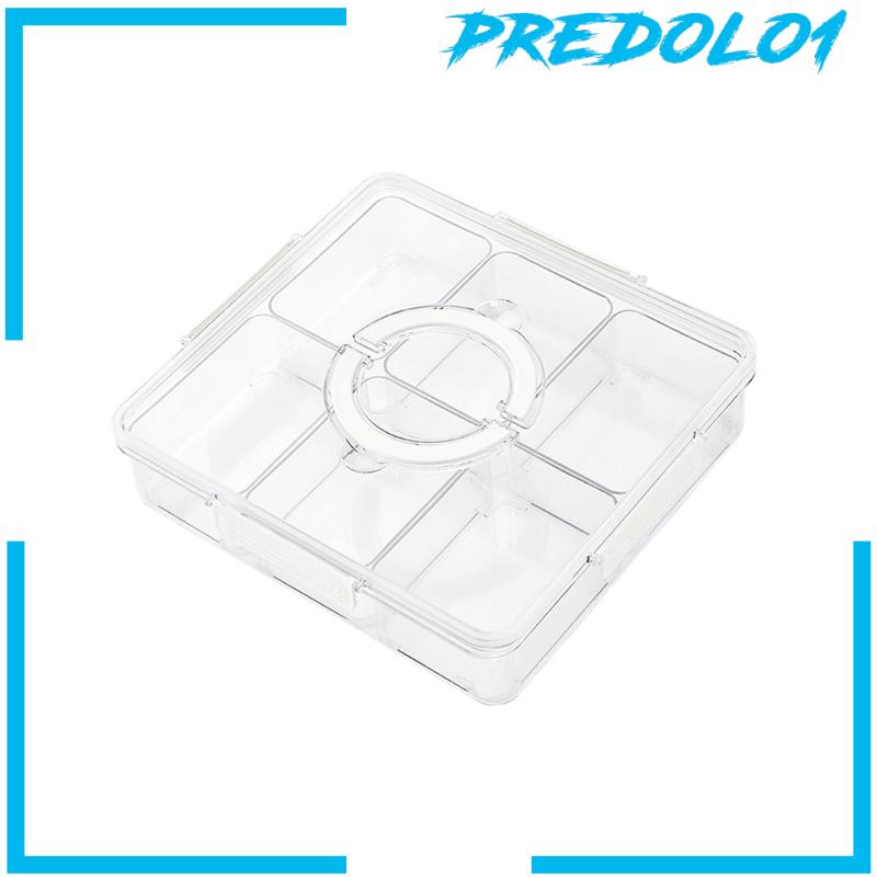 [Predolo1] Divided Serving Platter with Handle Lid Wadah Snack Serbaguna 6kisi