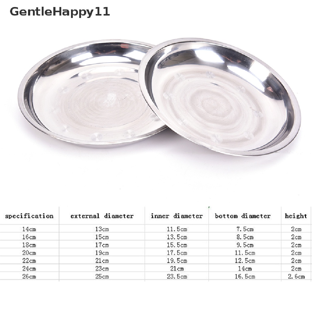 Gentlehappy Camping Round 14-26cm Dia Stainless Steel Peralatan Makan Piring Makan Wadah Makanan id