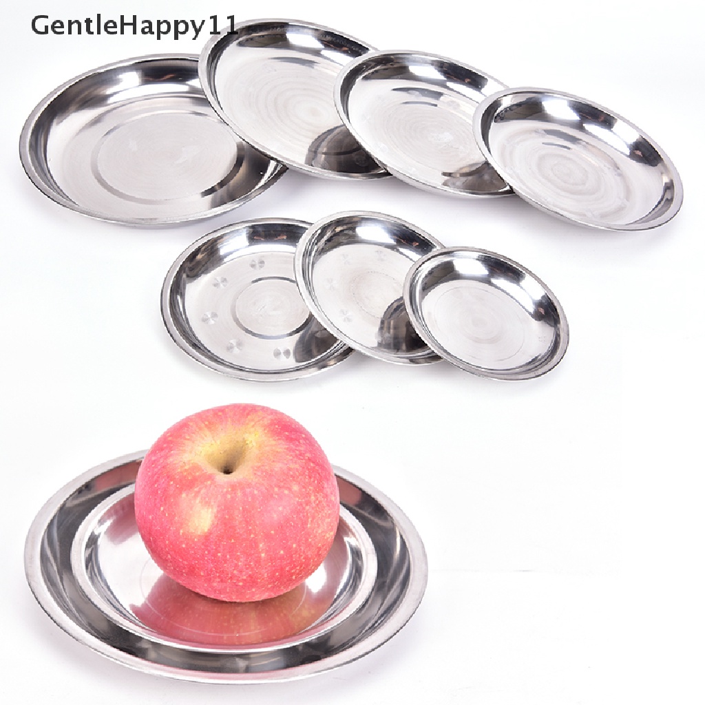 Gentlehappy Camping Round 14-26cm Dia Stainless Steel Peralatan Makan Piring Makan Wadah Makanan id