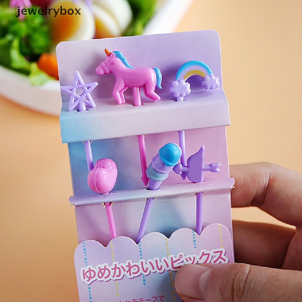 [jewelrybox] 6pcs Set Garpu Buah Makanan Kartun Mini Untuk Anak-Anak Dessert Forks Decor Party Supply Boutique