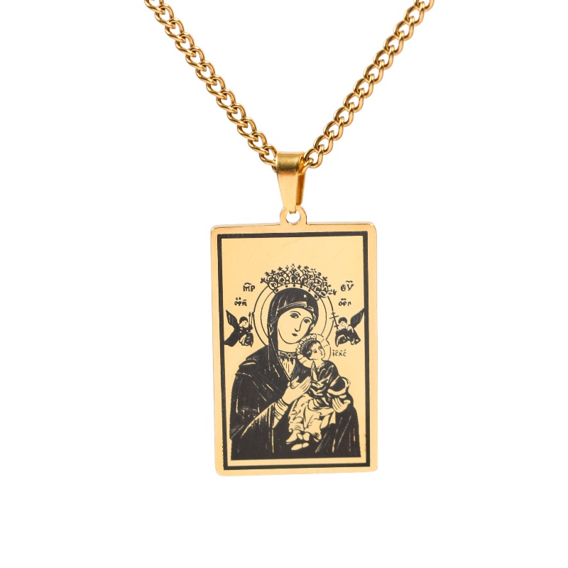 Z H Perhiasan Anti Karat Virgin Mary Liontin Fashion Pria Dan Wanita Baja Titanium Kalung Retro Hip Hop Rock Punk Aksesoris Pesta