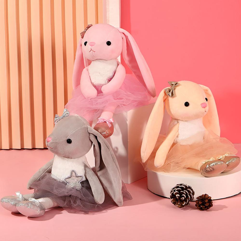 Timekey 39 cm Lucu Balet Kelinci Mainan Mewah Telinga Panjang Boneka Lembut Bunny Doll Mainan Tidur Anak Perempuan Anak Bayi Plush Animal Mainan Ulang Tahun I4R3