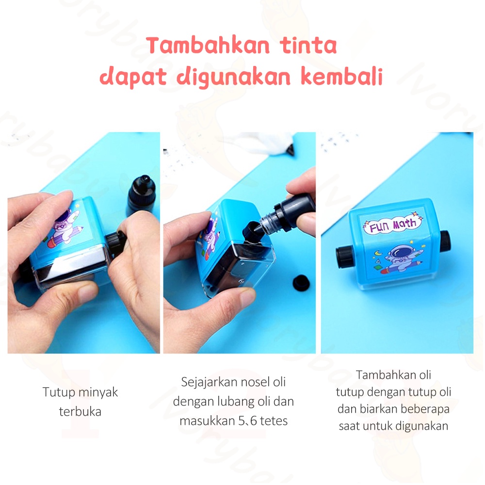 Ivorybaby Stempel matematika roll anak belajar matematika Stempel berhitung dengan tinta