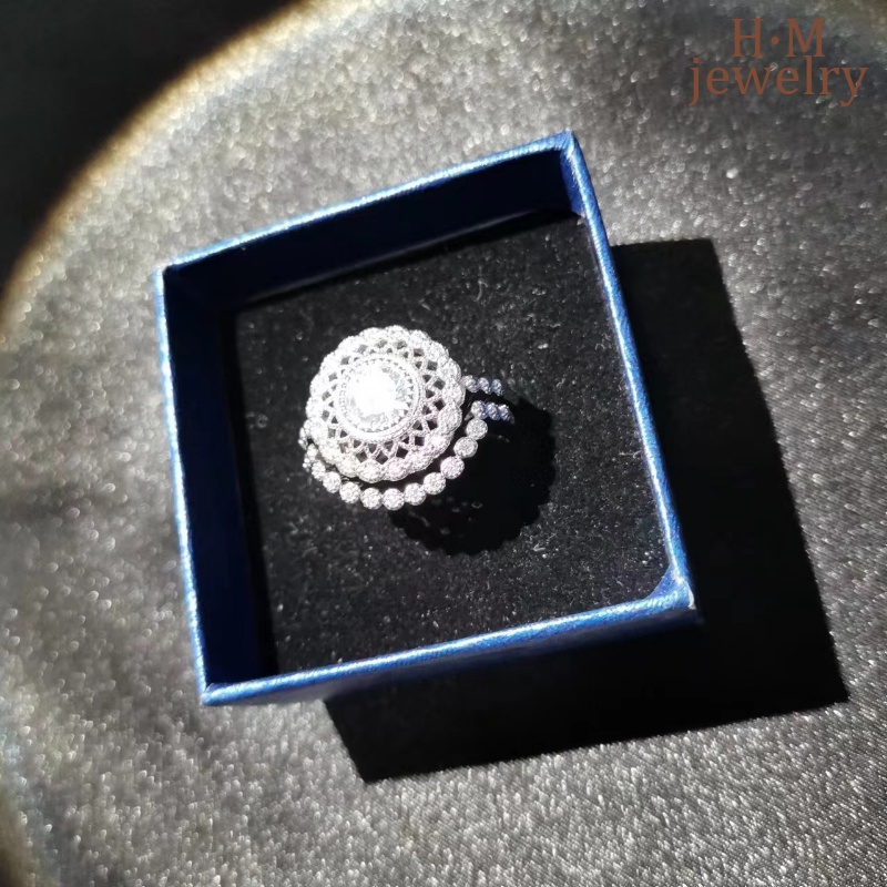 S925 Perak Terjangkau Mewah Fashion Bertatahkan AAA Zirkon Cincin Ins Gaya Banyak Model No 9hiasan