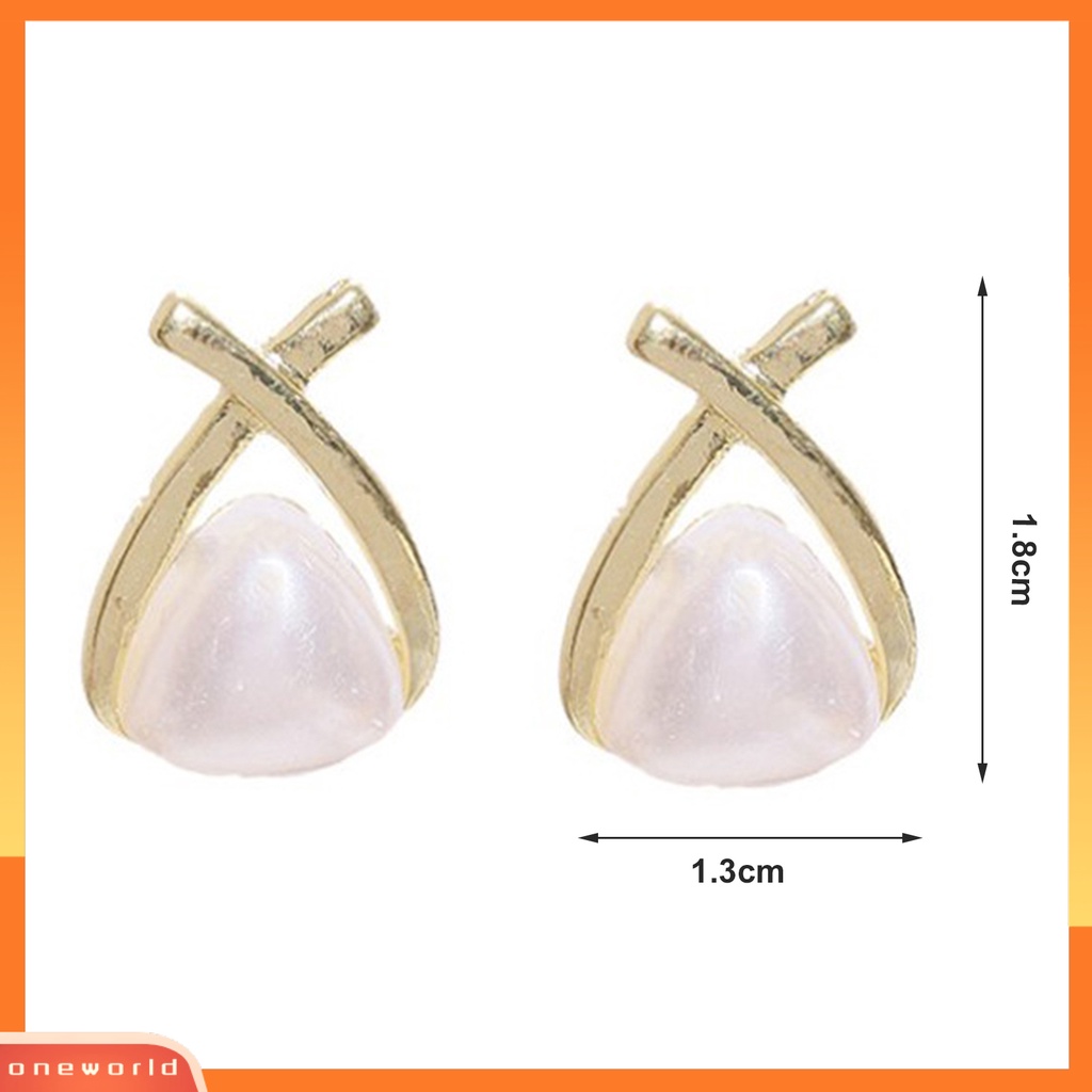 [EONE] 1pasang Anting Pejantan Geometris Segitiga Gaya Korea Temperamen Mutiara Imitasi Ear Studs Perhiasan Aksesori