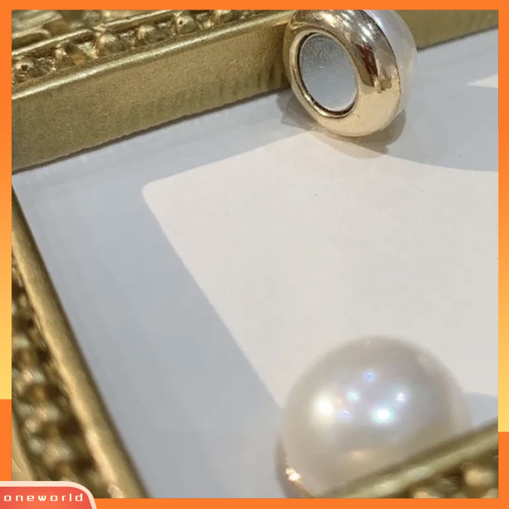 [EONE] 1pasang Anting Klip Ada Lubang Telinga Mutiara Imitasi Kuat Tidak Sakit Memakai Electroplating Ear Ornament Fade-Proof ic Ear Clip Stud Earrings Aksesoris Pakaian